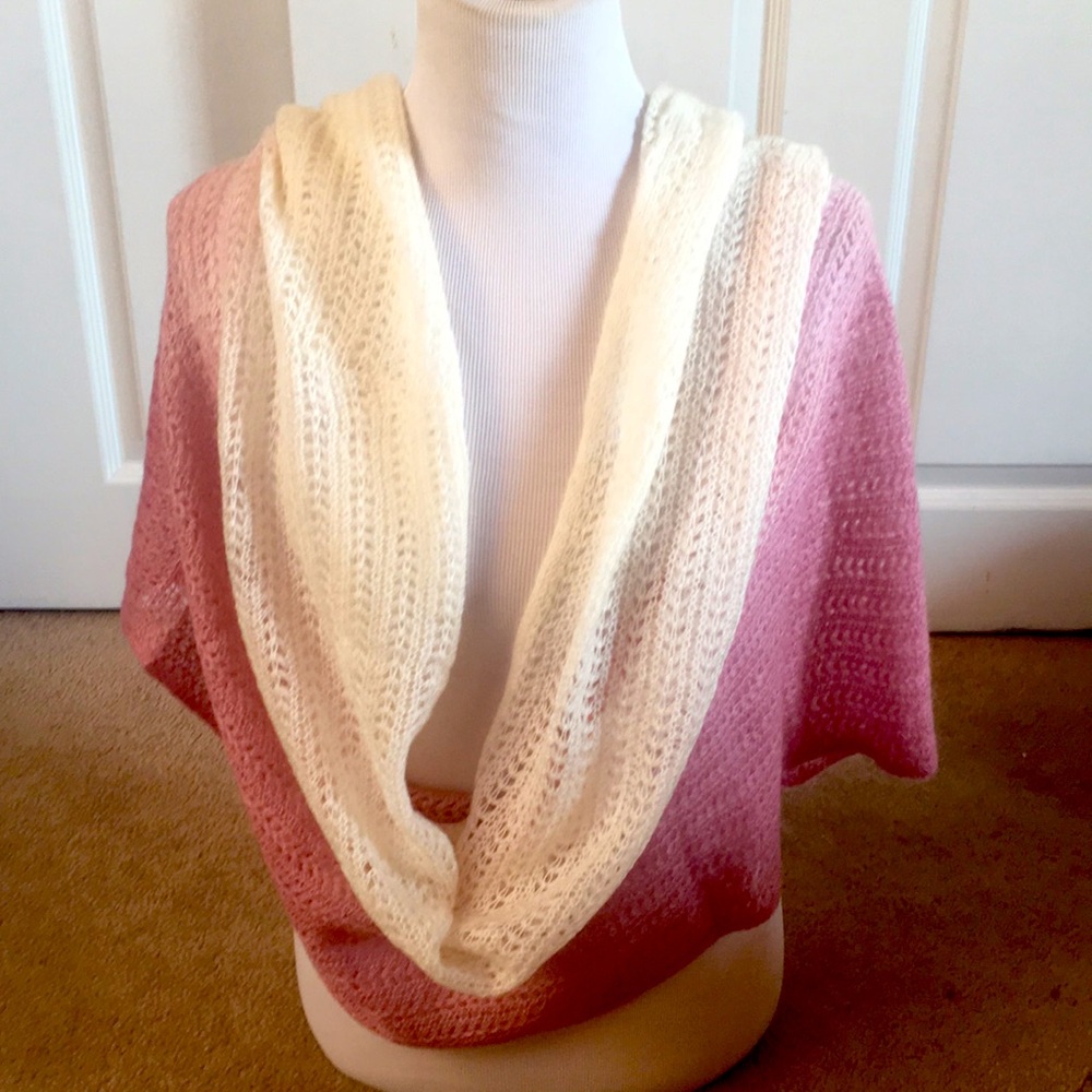 Cute Pink/Cream Loose Weave Infinity Scarf/Shawl
